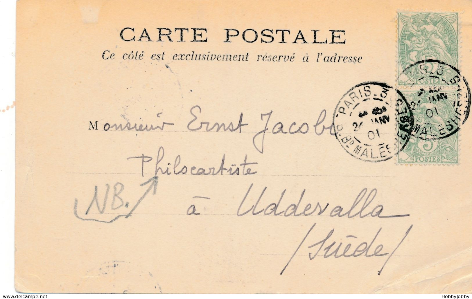 1 PostCard Member J.J.(Jolly Joker P.C-Exchange Society-USA!) Troyes -LL (!) +Notre Dame Paris 24-1-01 to Philocartiste!