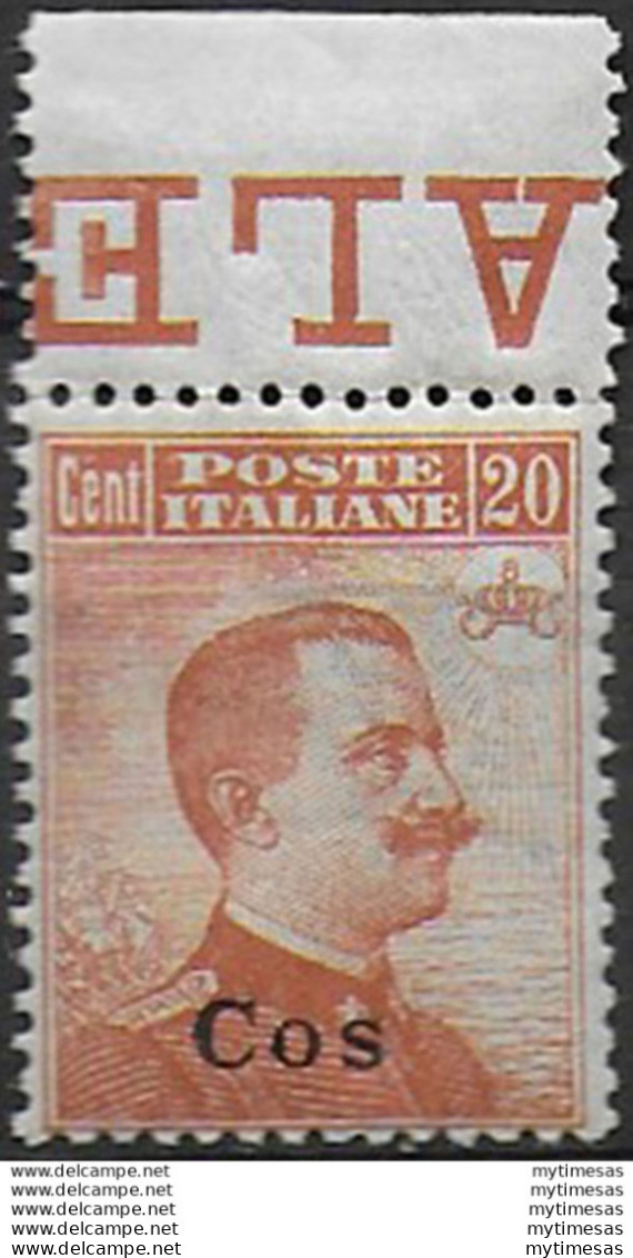 1921-22 Egeo Coo 20c. Arancio Bf MNH Sassone N. 11 - Altri & Non Classificati