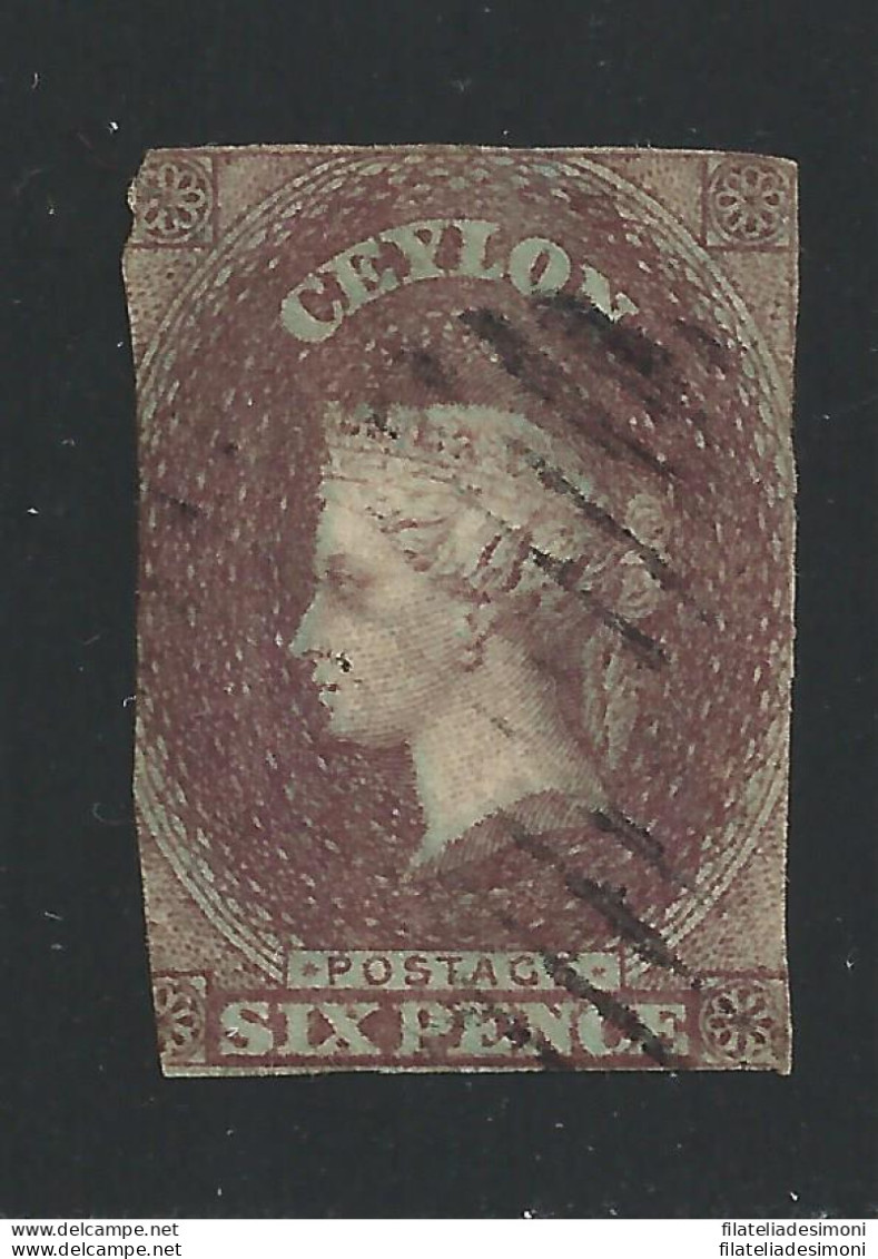 1857 CEYLON - SG N° 1  6d. Purple-brown  USED - Otros & Sin Clasificación