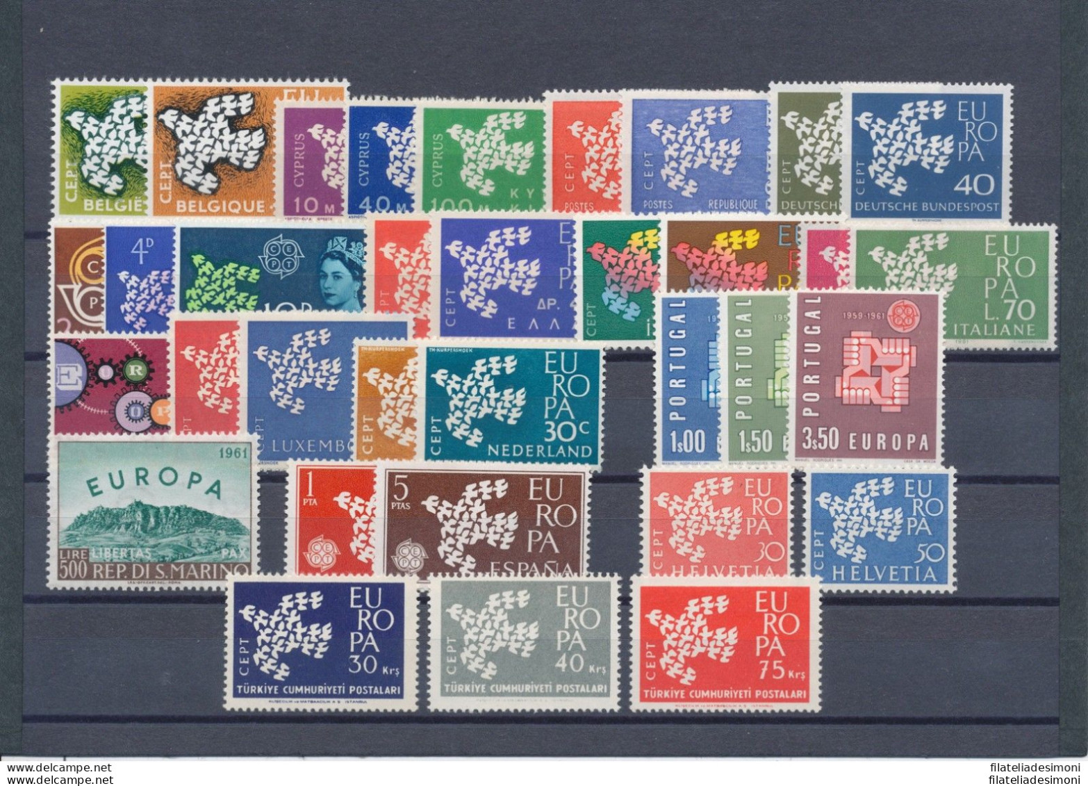 1961 EUROPA CEPT , Annata Completa , Francobolli Nuovi ,  16 Paesi 34 Valori , M - Años Completos