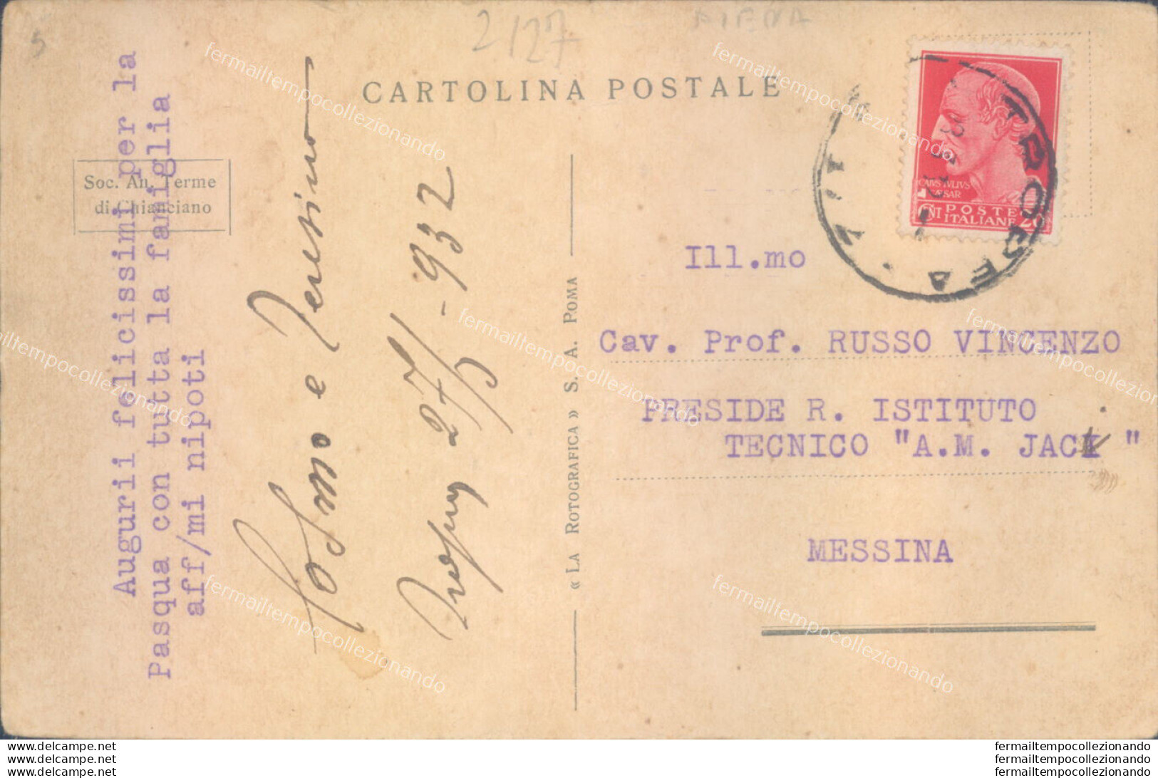 Z127 Cartolina Terme Di Chianciano Ingresso Alla Citta'  1920 Provincia Di Siena - Siena