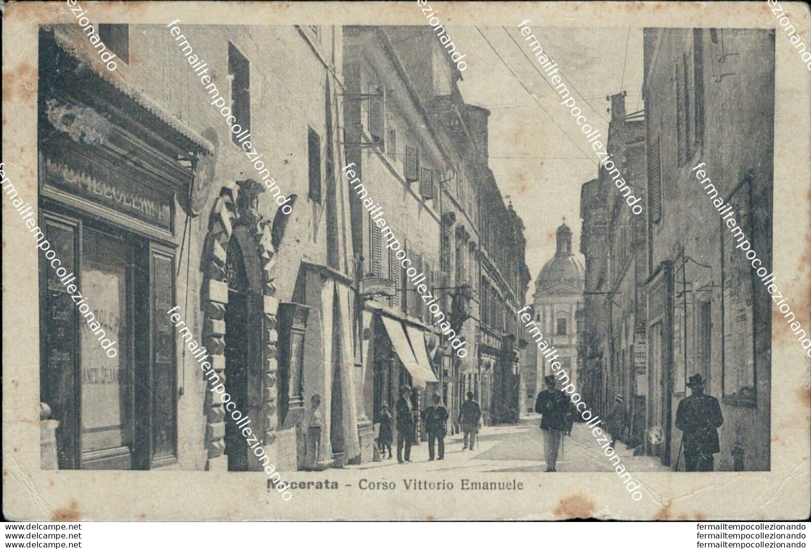 Bf343 Cartolina Macerata Citta' Corso Vittorio Emanuele 1918 - Macerata