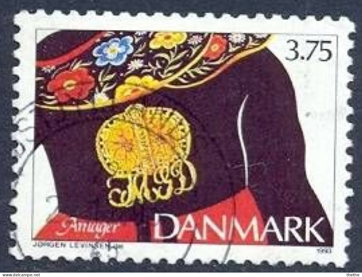 DANEMARK - Broche En Vermeil Avec Monogramme Du Propriétaire, Amager - Oblitérés