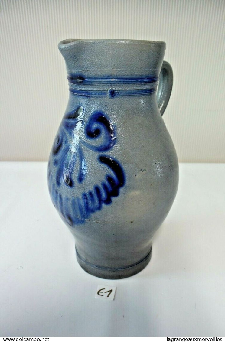 E1 Authentique Pot A Sel En Grès - Bleu - Art Nouveau / Art Déco
