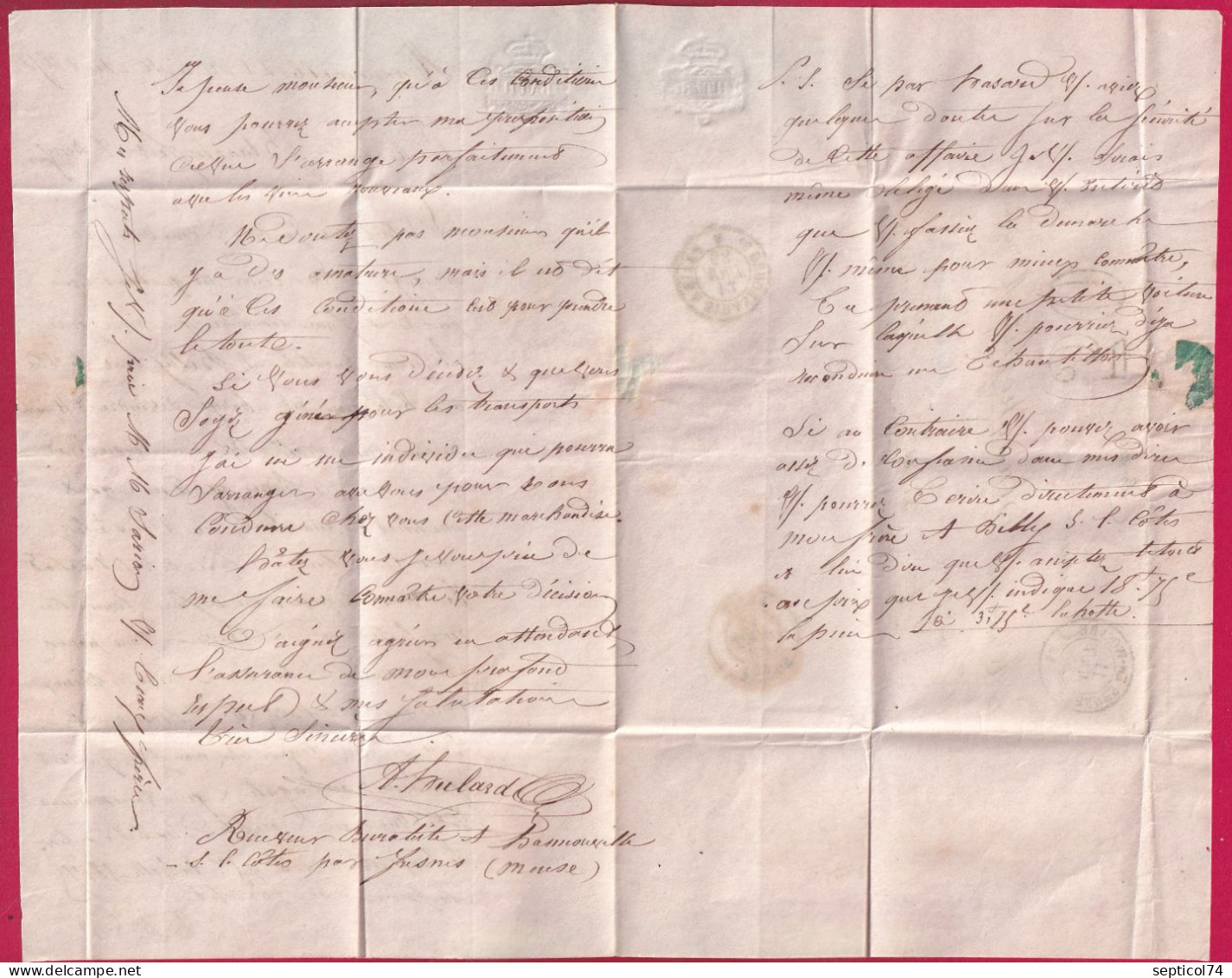 CAD TYPE 15 FRESNES EN WOEUVRE MEUSE BOITE RURALE I HANNONVILLE POUR BRIEY MOSELLE LETTRE - 1801-1848: Precursors XIX