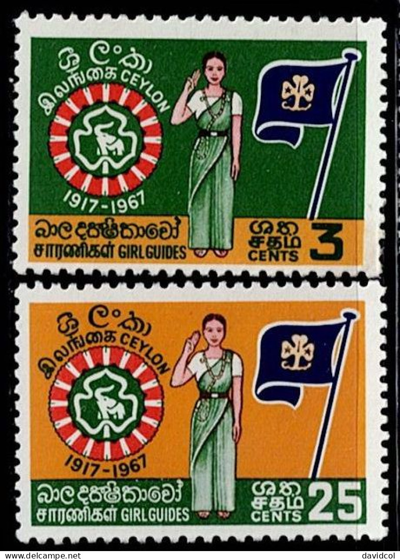 CEY-02- CEYLON - 1967 - MNH -SCOUTS- CEYLON GIRL GUIDE ASSOCIATION, 50TH ANNIVERSARY - Sri Lanka (Ceylan) (1948-...)