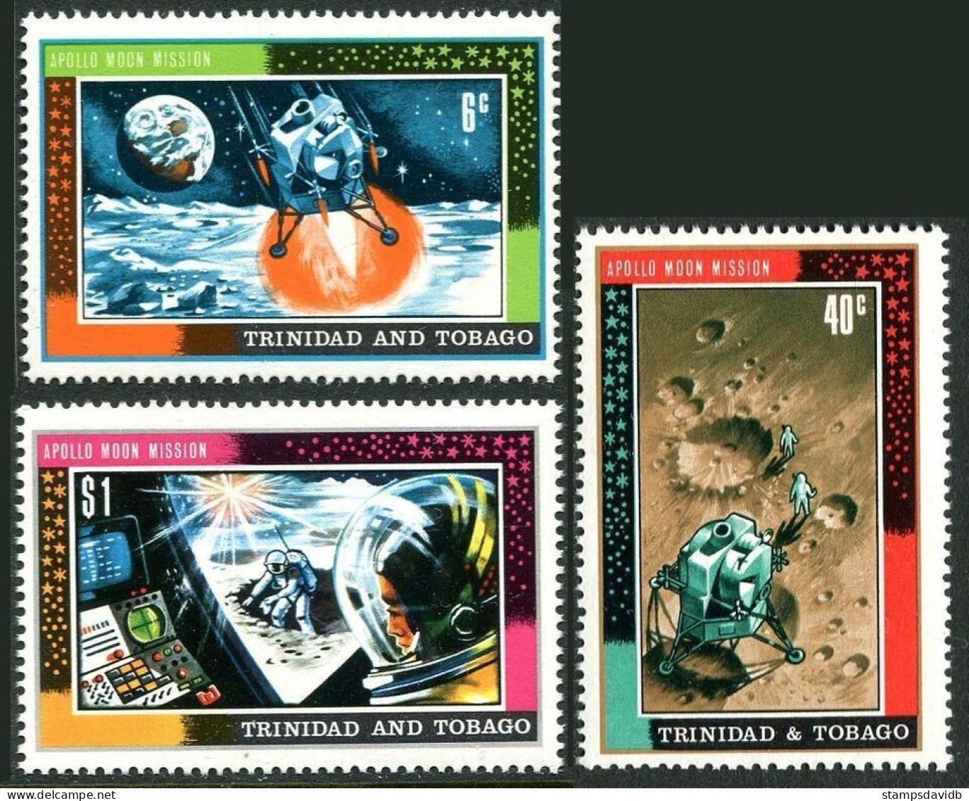 1969 Trinidad And Tobago 249-251 Apollo 11 Moon Landing - Südamerika