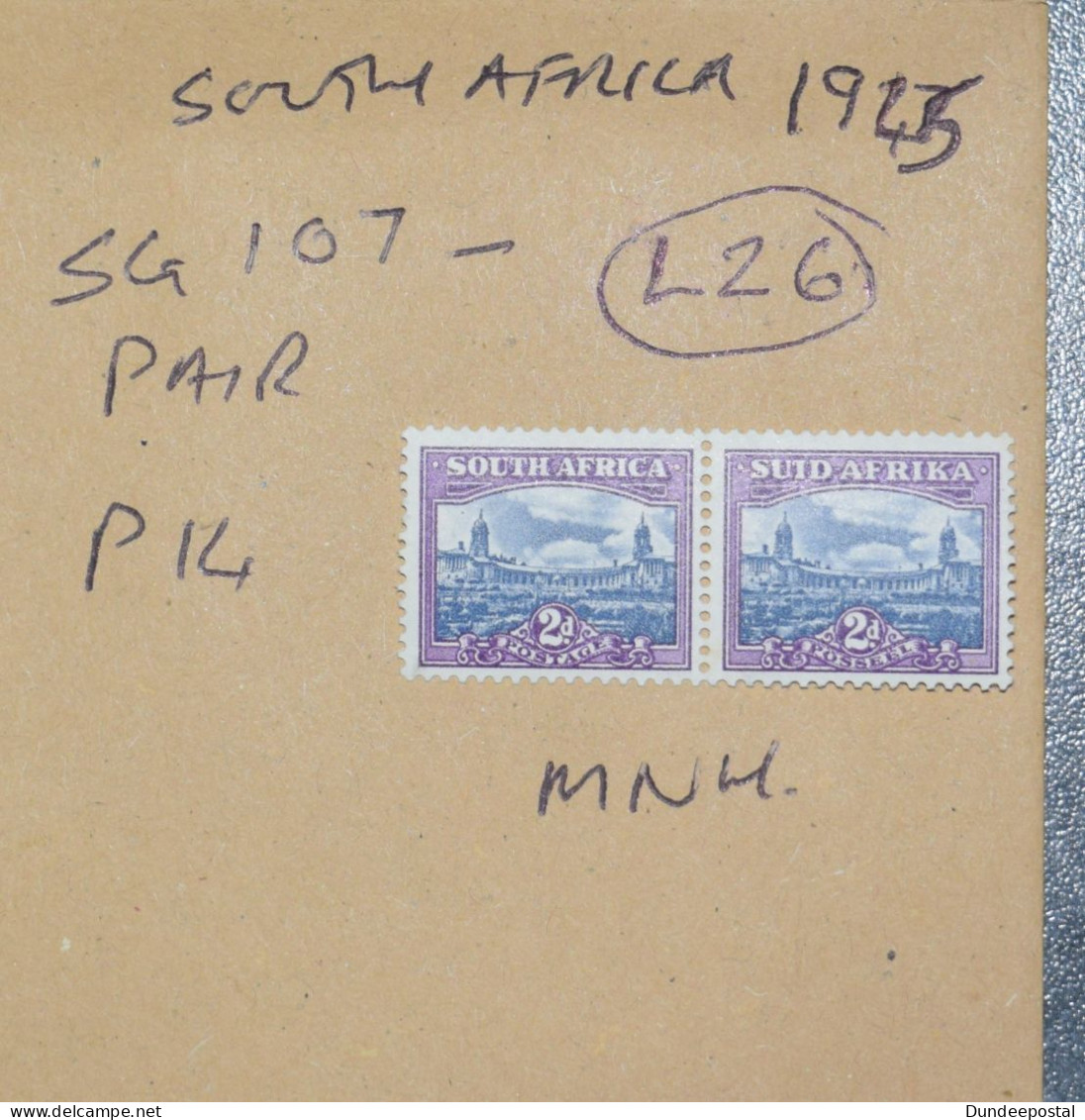 SOUTH AFRICA   STAMPS Bilingual Pair  2d  1945  L26  ~~L@@K~~ - Neufs