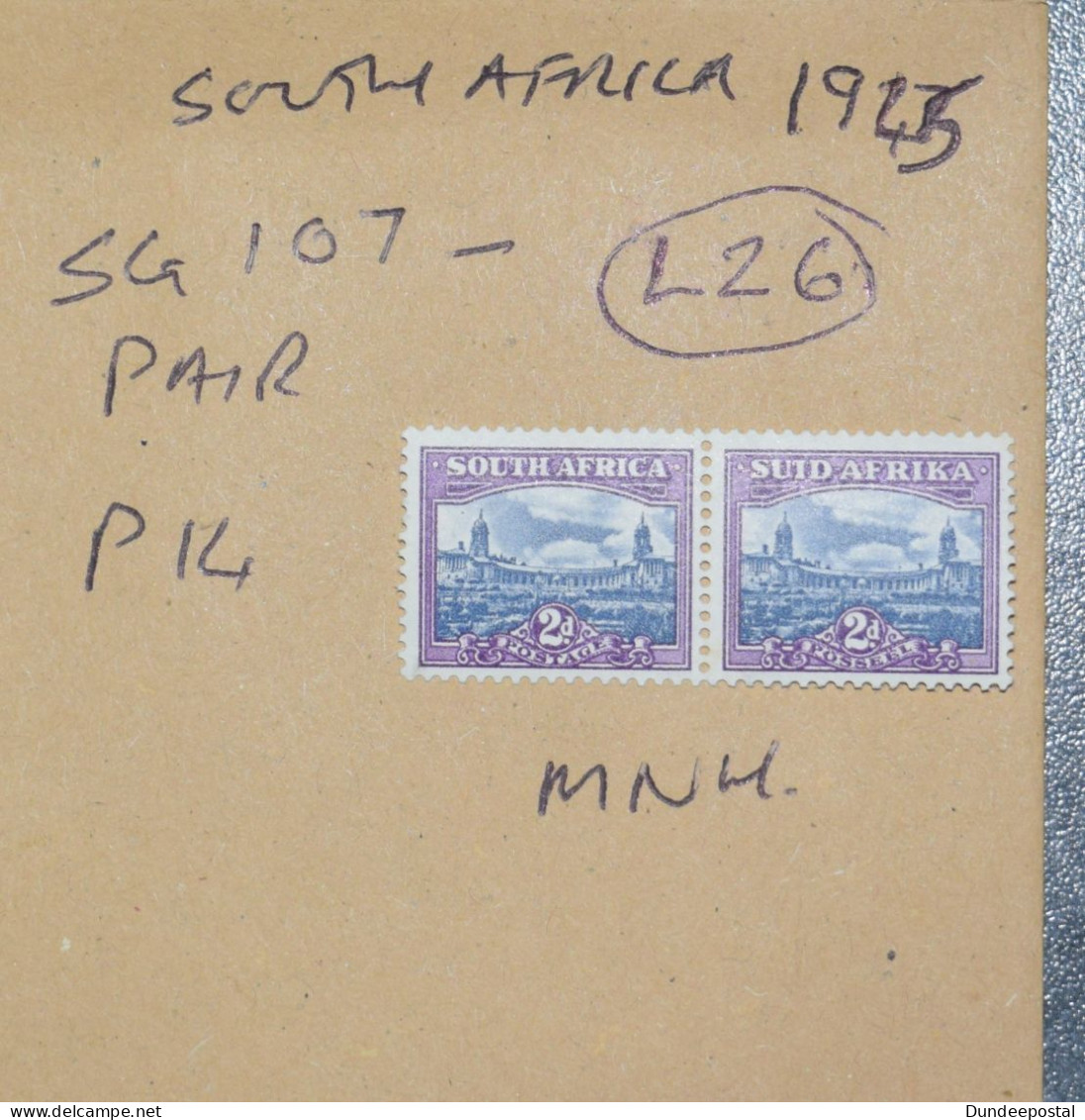 SOUTH AFRICA   STAMPS Bilingual Pair  2d  1945  L26  ~~L@@K~~ - Unused Stamps