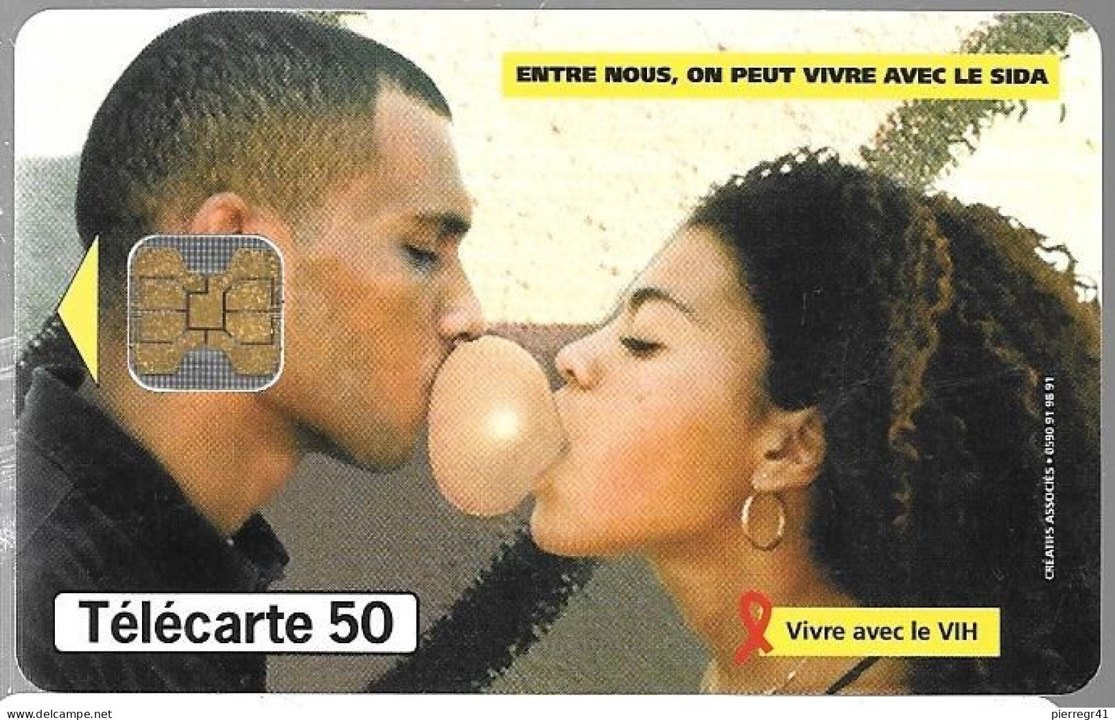 CARTE-PUBLIC-F 932-OB2-50U-11/98-VIVRE AvecLe SIDA- V¨° DN° Gras D8B402268-Diffus Exclusive DOM-Utilisé-TBE-RARE - 1998