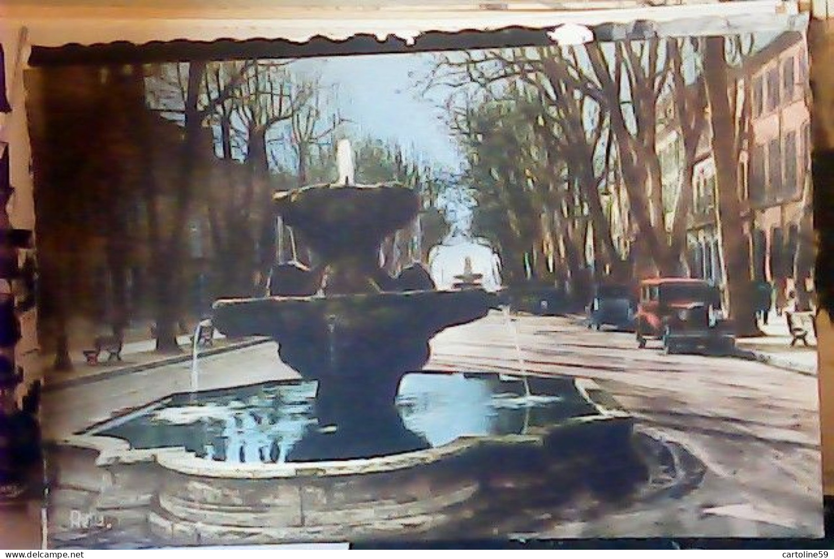 FRANCE 13  AIX EN PROVENCE, Fontaine Des Neuf Canons Cours Mirabeau AUTO CAR OLD VOITURE AUTOMOBILE N1935 JV6282 - Aix En Provence