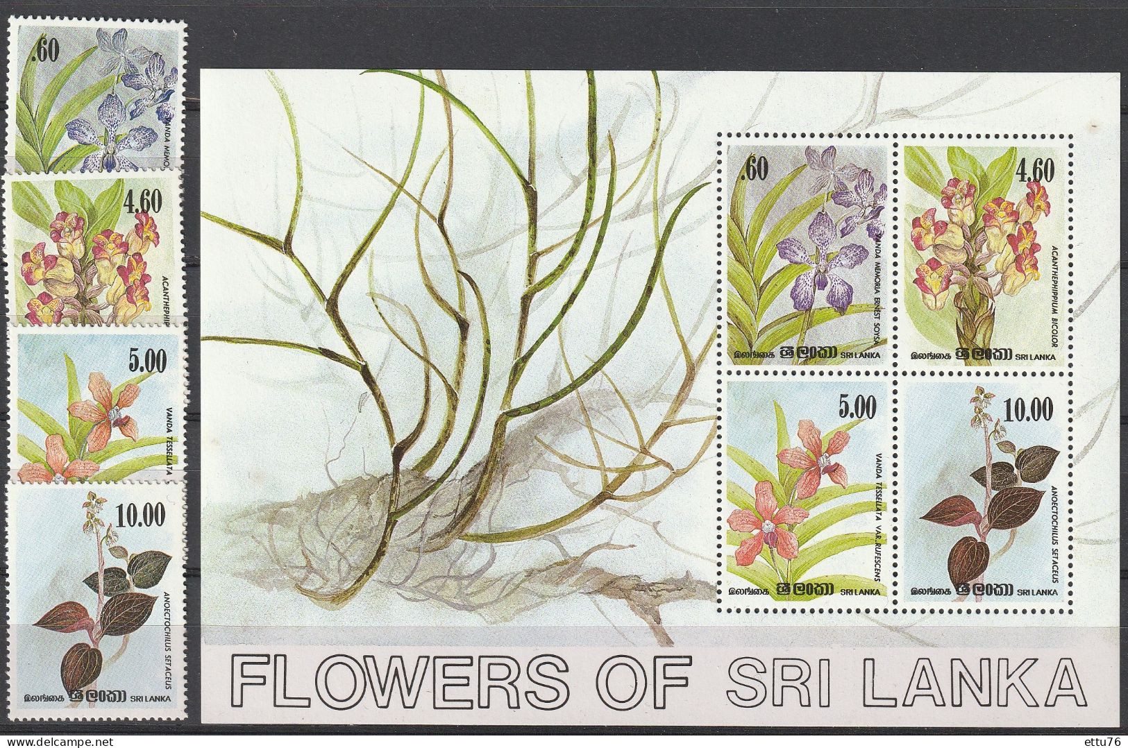 Sri Lanka  1984  Orchids  Set & Sheet  MNH - Orchids