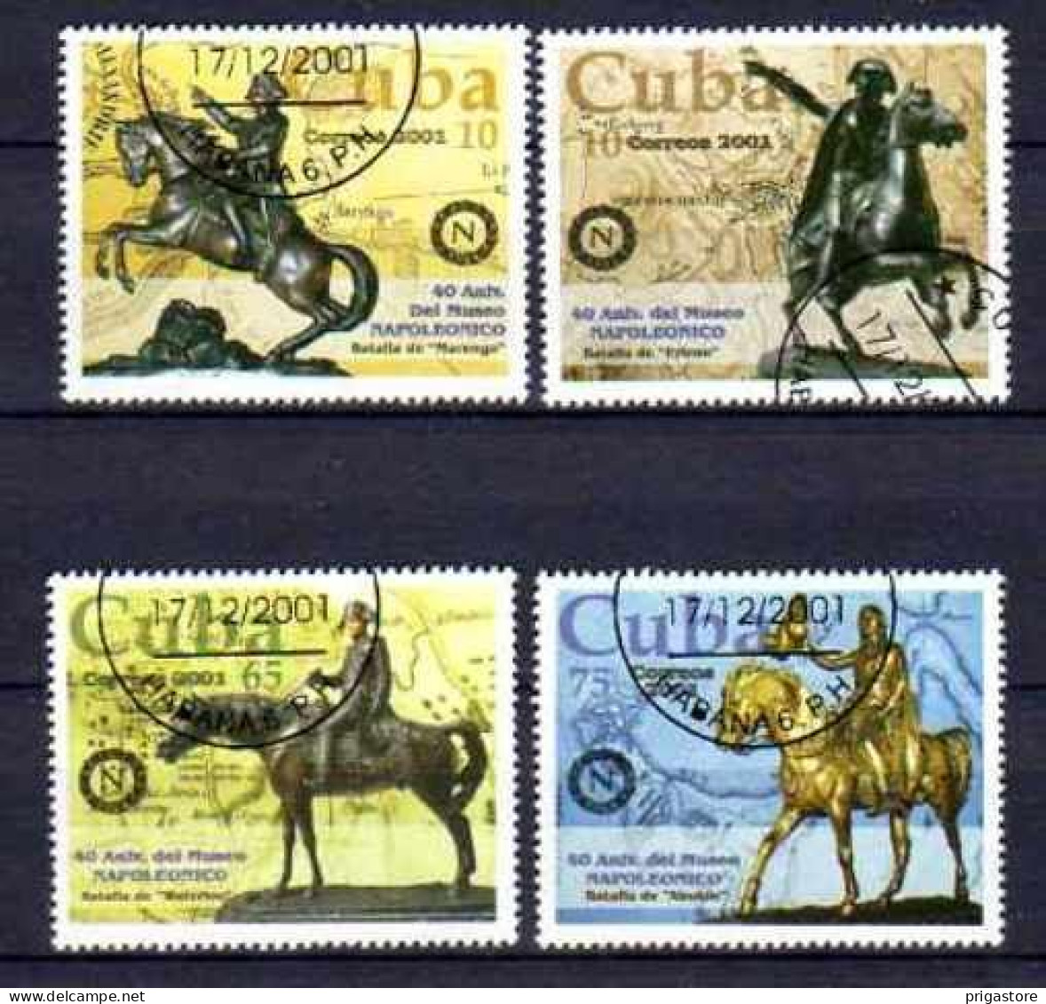 Cuba 2001 Chevaux (4) Yvert N° 3964 à 3967 Oblitéré Used - Gebraucht