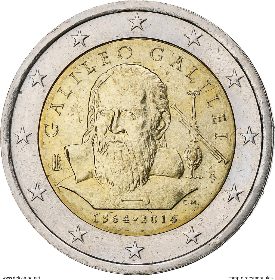 Italie, 2 Euro, Galileo Galilei, 2014, Rome, Bimétallique, SPL - Italie