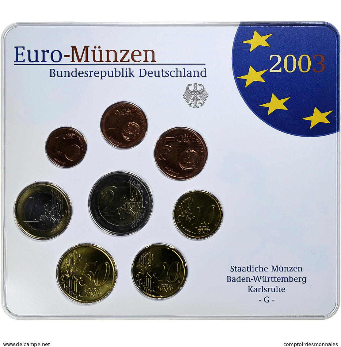 République Fédérale Allemande, Set 1 Ct. - 2 Euro, FDC, Coin Card, 2003 - Germany