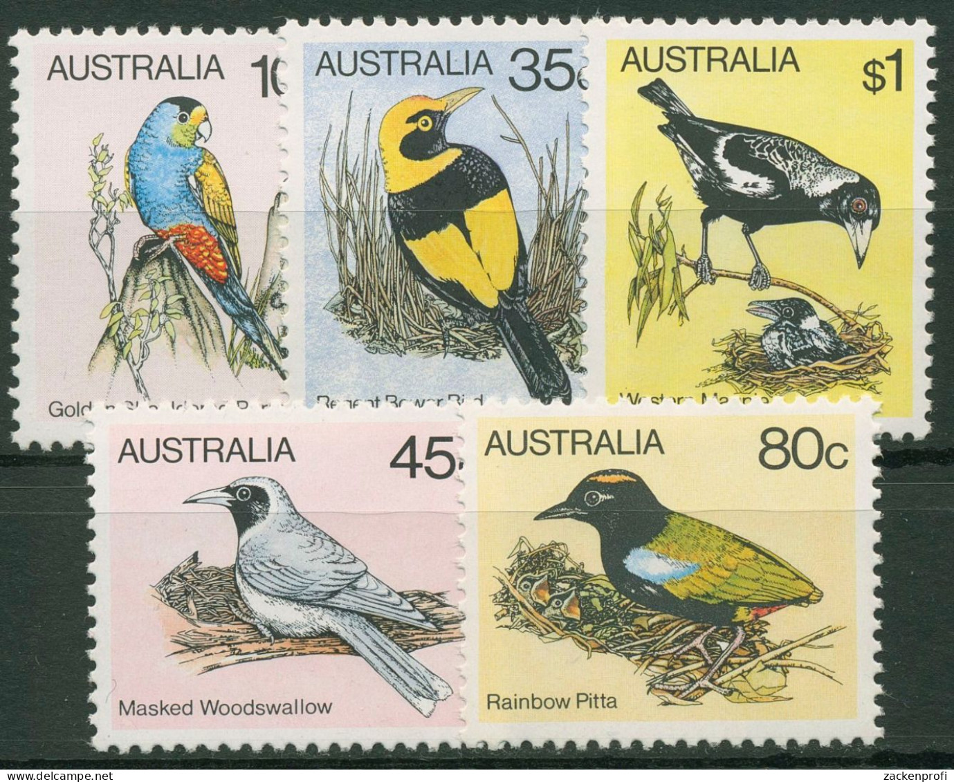 Australien 1980 Vögel Papagei Magpie 715/19 A Postfrisch - Mint Stamps