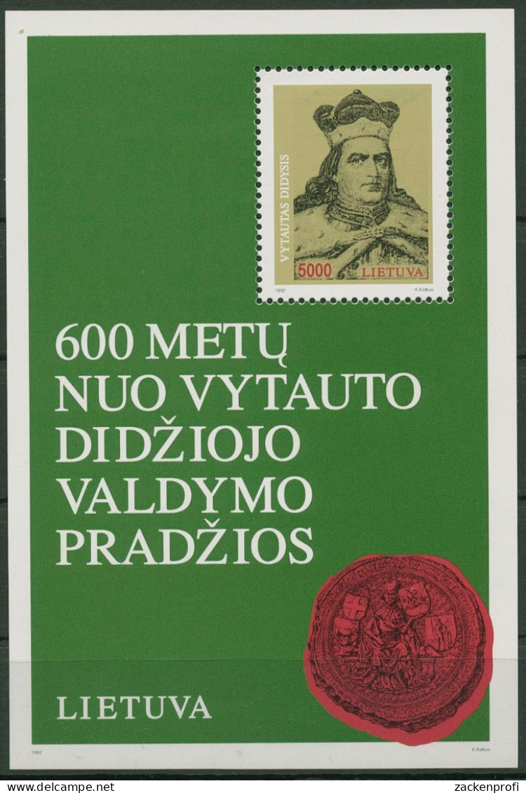 Litauen 1993 600 Jahre Regentschaft Vytautas Block 3 Postfrisch (C90147) - Lithuania