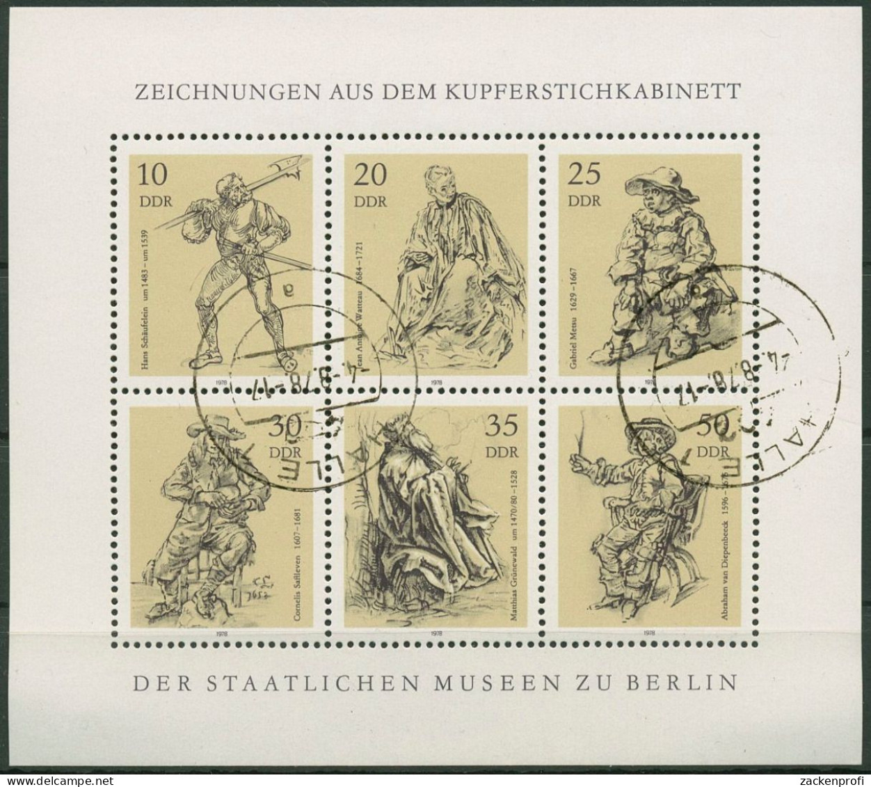 DDR 1978 Kupferstich Zeichnungen Kleinbogen 2347/52 K Gestempelt (C96998) - Otros & Sin Clasificación