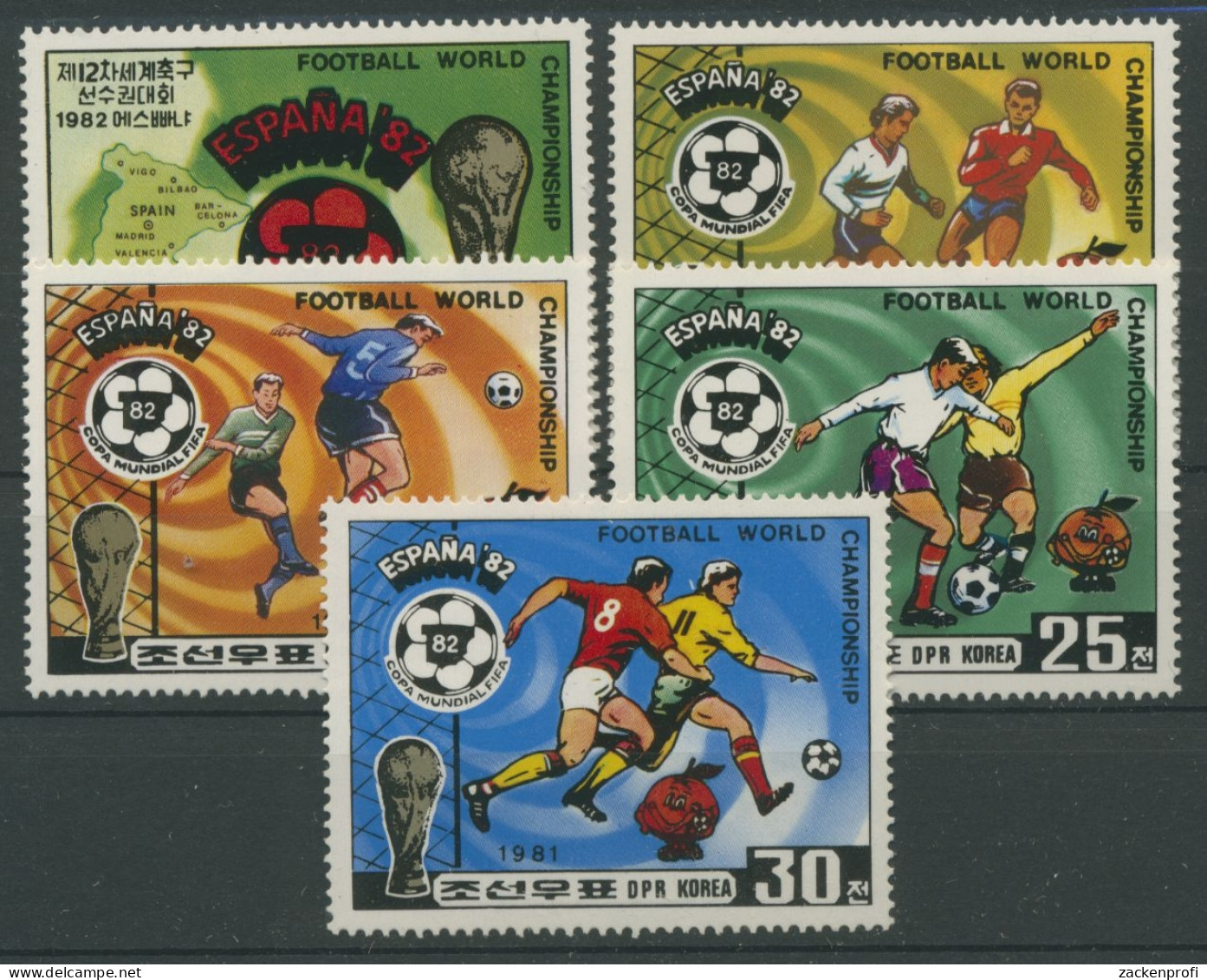 Korea (Nord) 1981 Fußball-WM'82 Spanien 2099/03 Postfrisch - Corée Du Nord