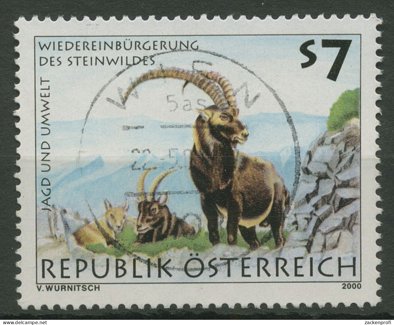 Österreich 2000 Jagd Tiere Steinwild Alpensteinbock 2306 Gestempelt - Gebruikt