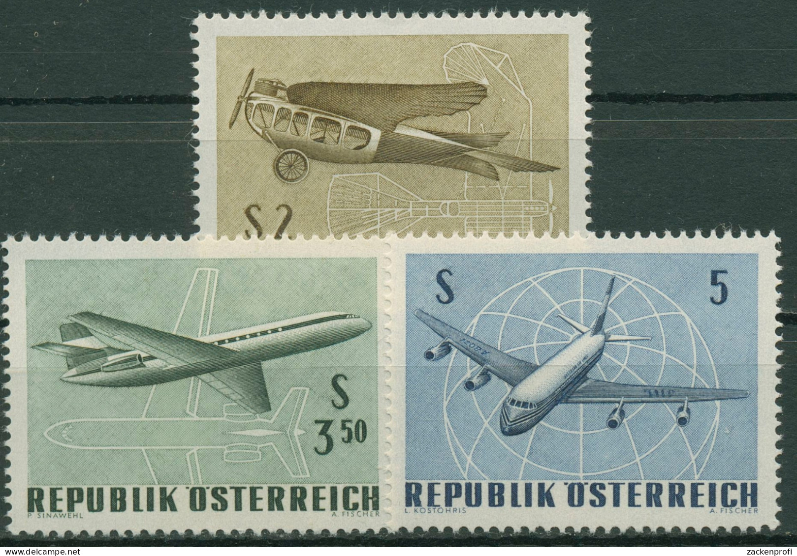 Österreich 1968 Flugpostausstellung IFA Flugzeuge 1262/64 Postfrisch - Neufs