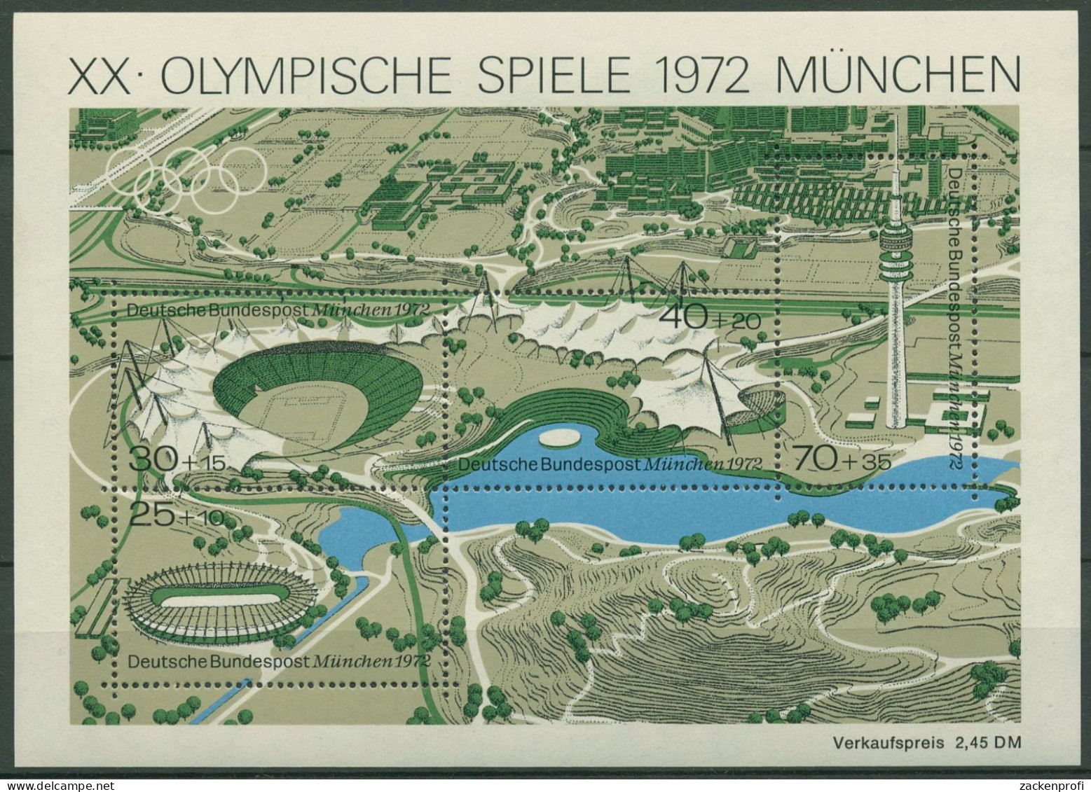 Bund 1972 Olympische Spiele München Stadion Block 7 Postfrisch (C98963) - Autres & Non Classés