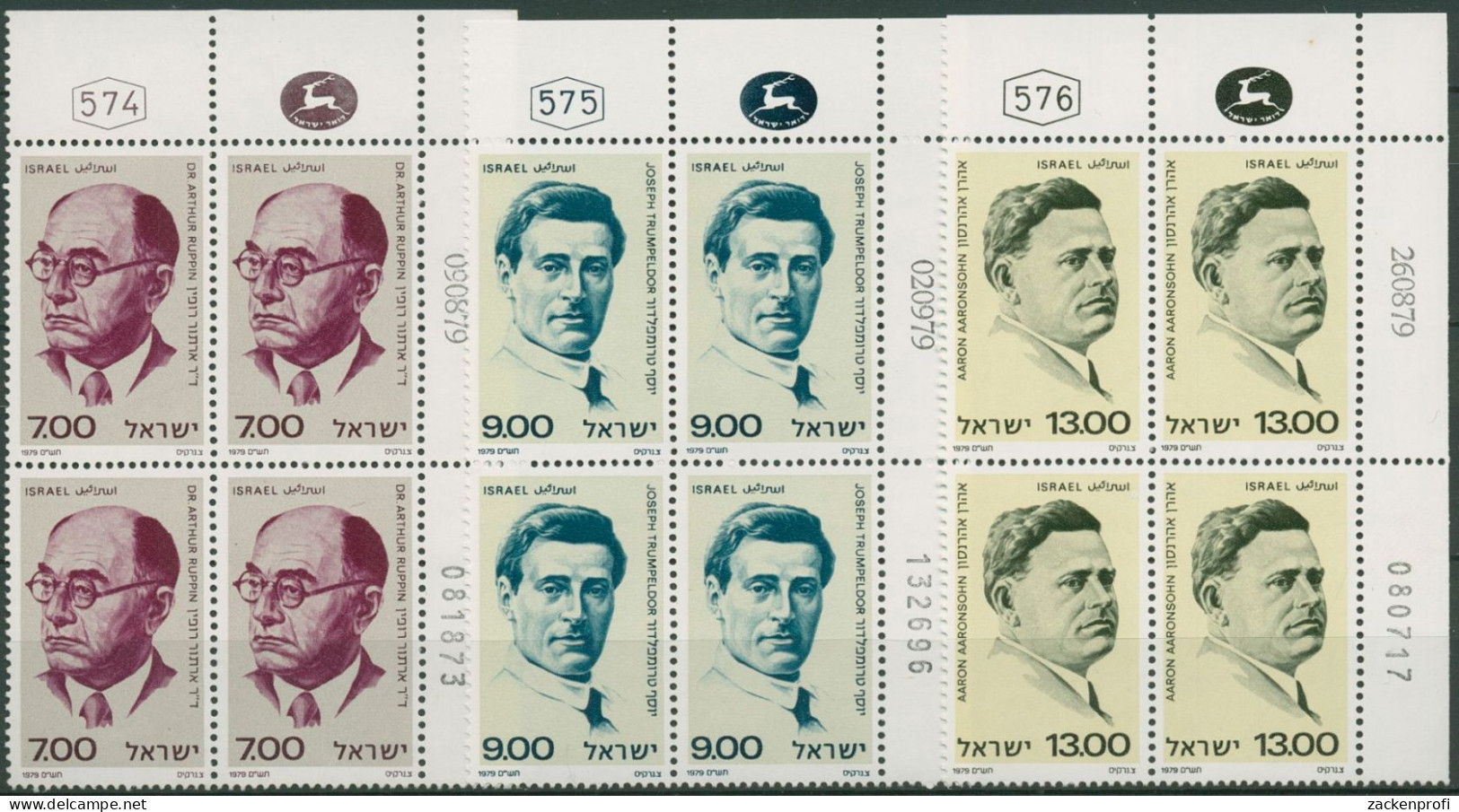 Israel 1979 Persönlichkeiten 805/07 Plattenblock Postfrisch (C61749) - Nuevos (sin Tab)