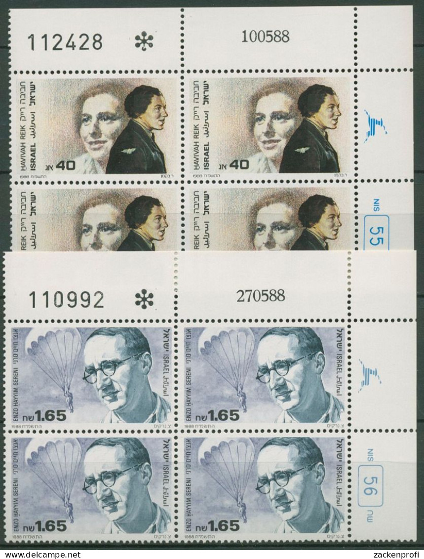 Israel 1988 Widerstandskämpfer 1103/04 Plattenblock Postfrisch (C61847) - Unused Stamps (without Tabs)
