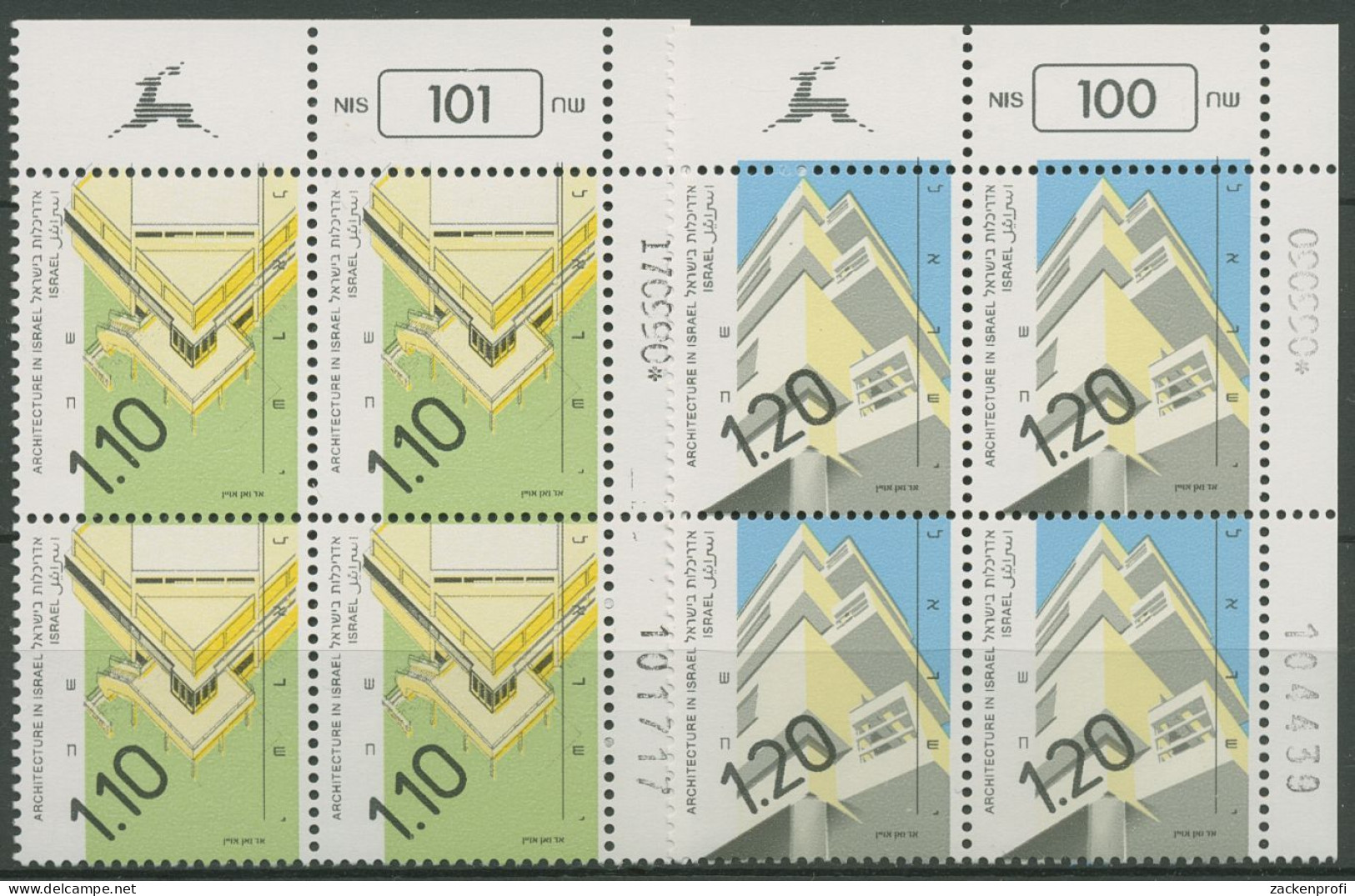 Israel 1990 Architektur 1174/75 II Plattenblock Postfrisch (C61884) - Neufs (sans Tabs)