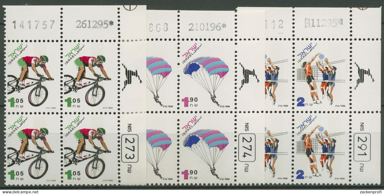 Israel 1996 Sport 1362/64 Plattenblock Postfrisch (C61956) - Neufs (sans Tabs)