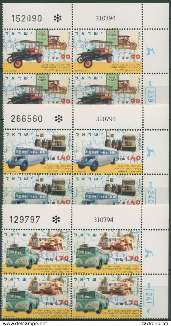 Israel 1994 Fahrzeuge Personenverkehr 1318/20 Plattenblock Postfrisch (C61936) - Nuevos (sin Tab)