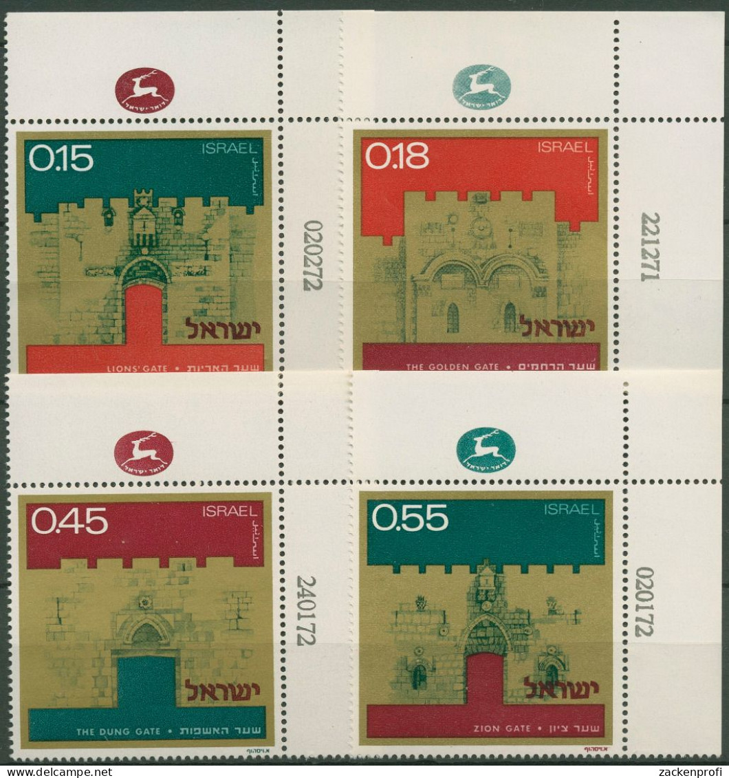 Israel 1972 Jerusalem Stadttore 552/55 Mit Druckvermerk - Ungebraucht (ohne Tabs)