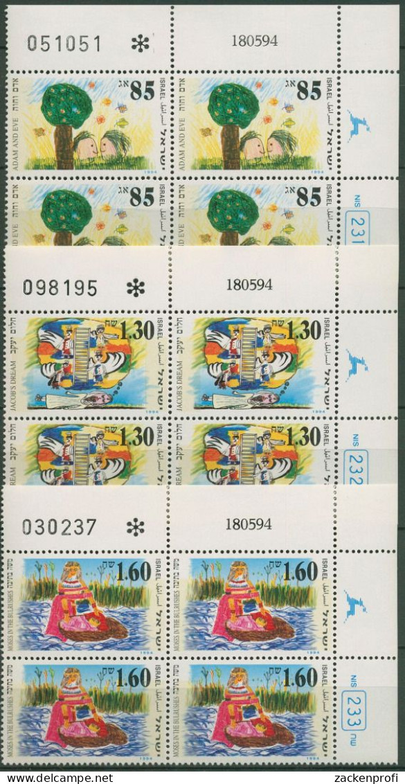 Israel 1994 Kinderzeichnungen 1310/12 Plattenblock Postfrisch (C61931) - Ungebraucht (ohne Tabs)