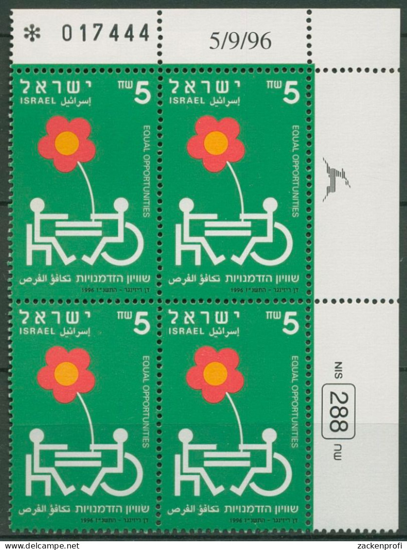 Israel 1996 Chancengleichheit F.Behinderte 1408 Plattenblock Postfrisch (C61969) - Nuevos (sin Tab)