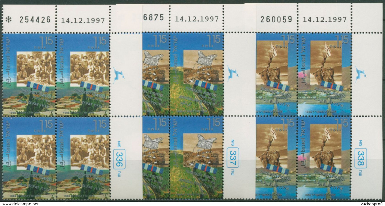 Israel 1998 Unabhängigkeitskrieg 1452/54 Plattenblock Postfrisch (C61985) - Unused Stamps (without Tabs)