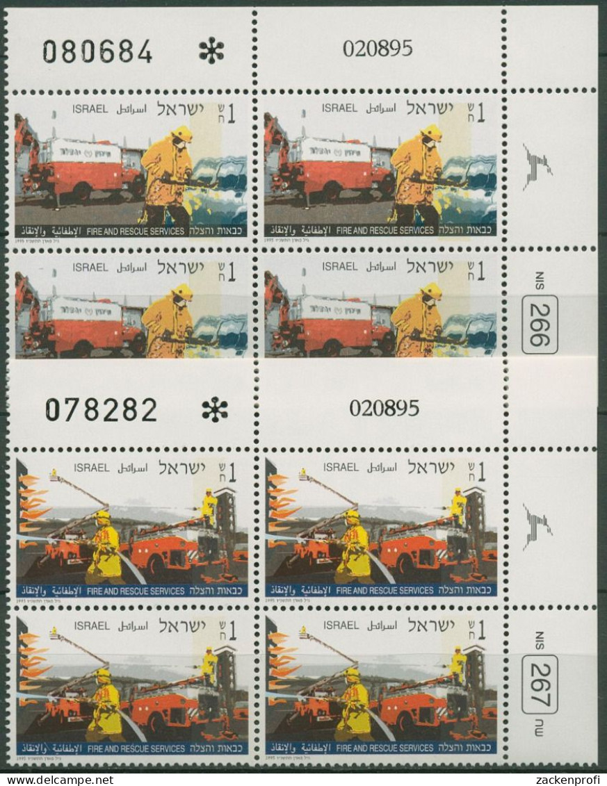 Israel 1995 Feuerwehr Rettungsdienst 1352/53 Plattenblock Postfrisch (C61953) - Nuovi (senza Tab)