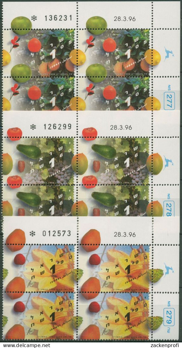 Israel 1996 Früchte 1394/96 Plattenblock Postfrisch (C61962) - Unused Stamps (without Tabs)