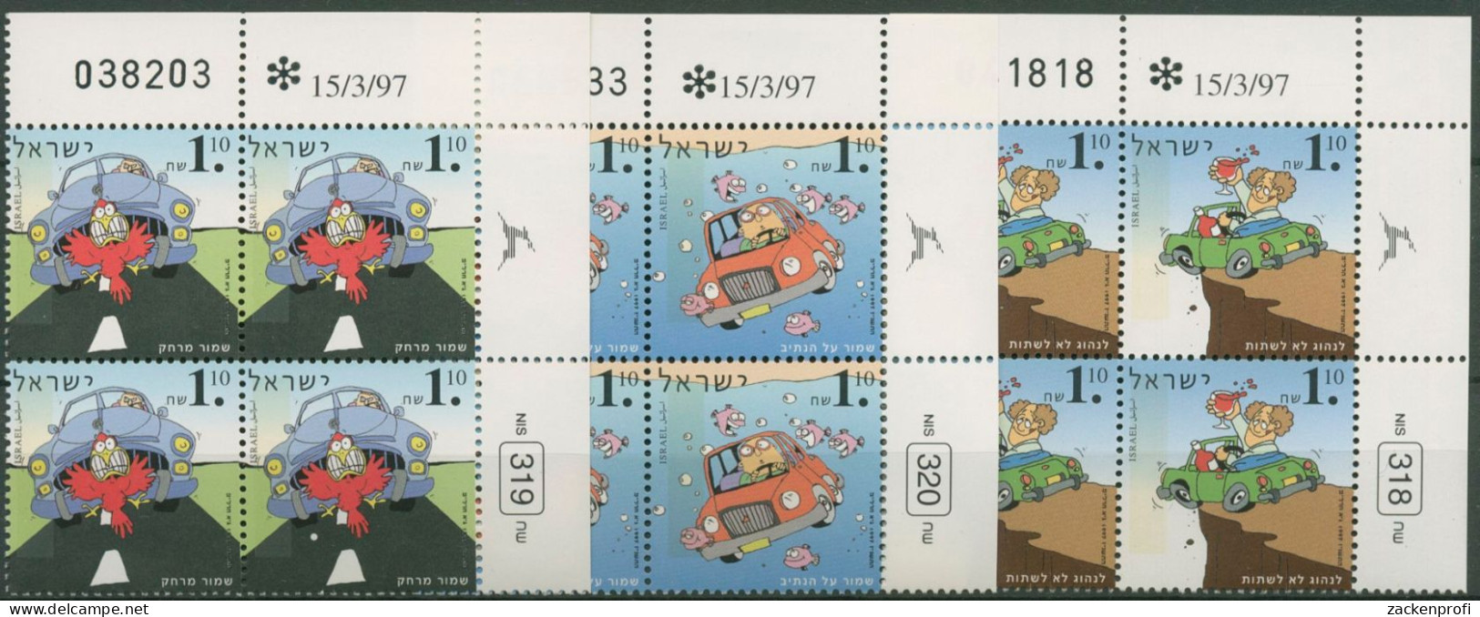 Israel 1997 Sicherheit Im Straßenverkehr 1432/34 Plattenblock Postfrisch(C61982) - Unused Stamps (without Tabs)