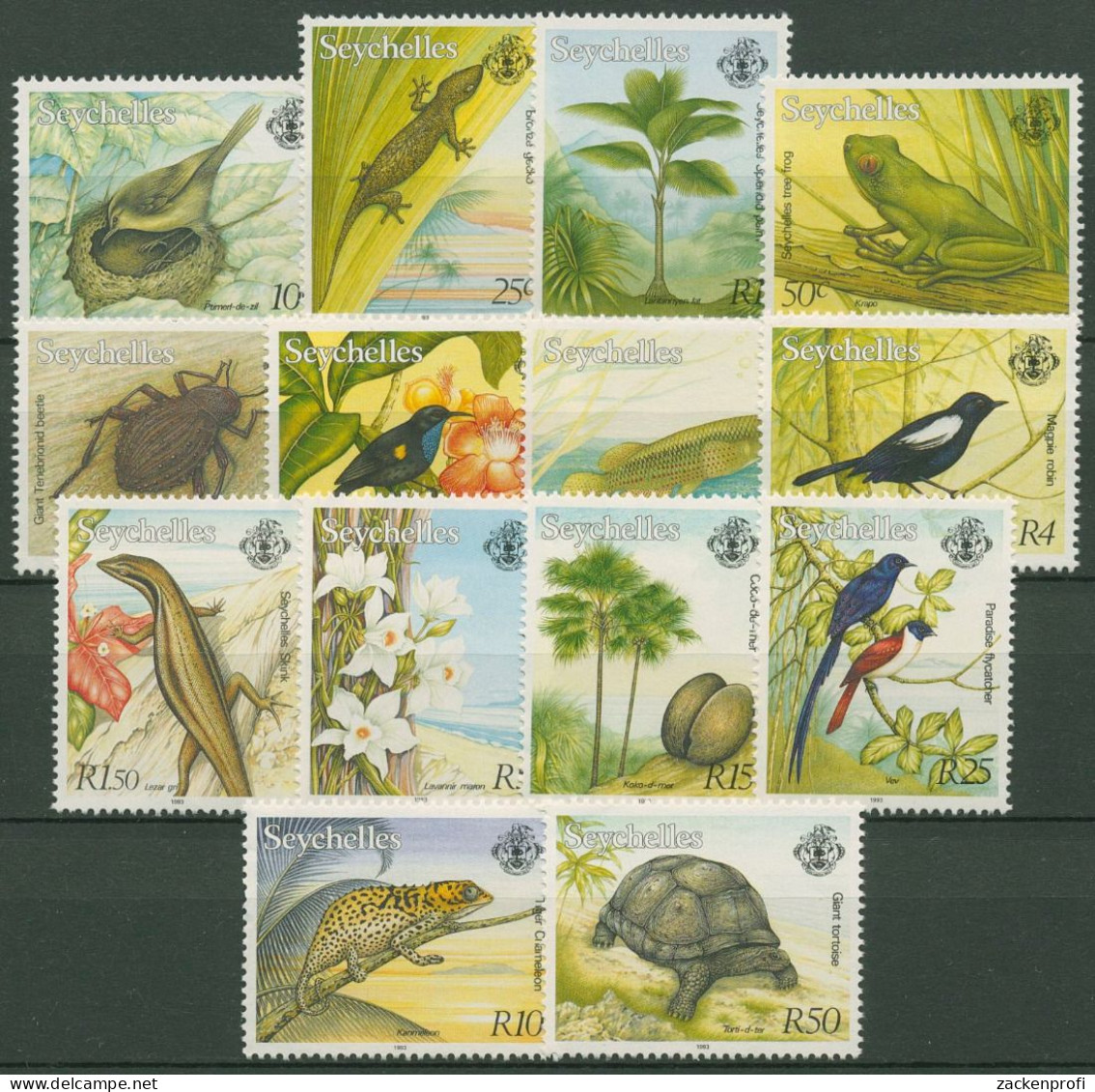 Seychellen 1993 Tiere Und Pflanzen Vögel Schildkröte 762/756 I Postfrisch - Seychelles (1976-...)