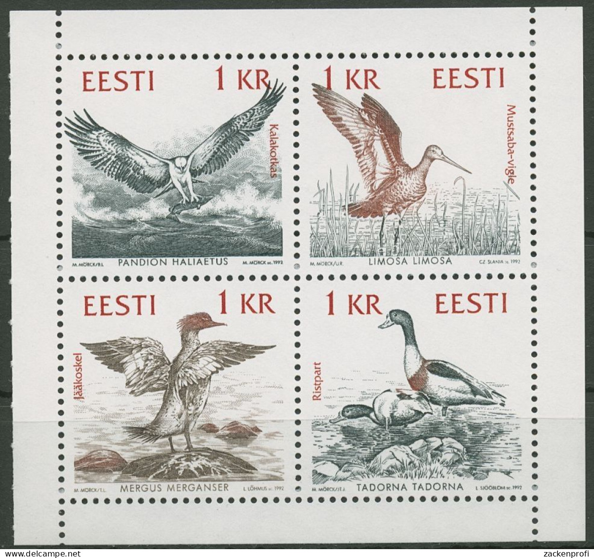 Estland 1992 Naturschutz Ostseeküste Heftchenblatt H.-Bl. 1 Postfrisch (C90198) - Estonie