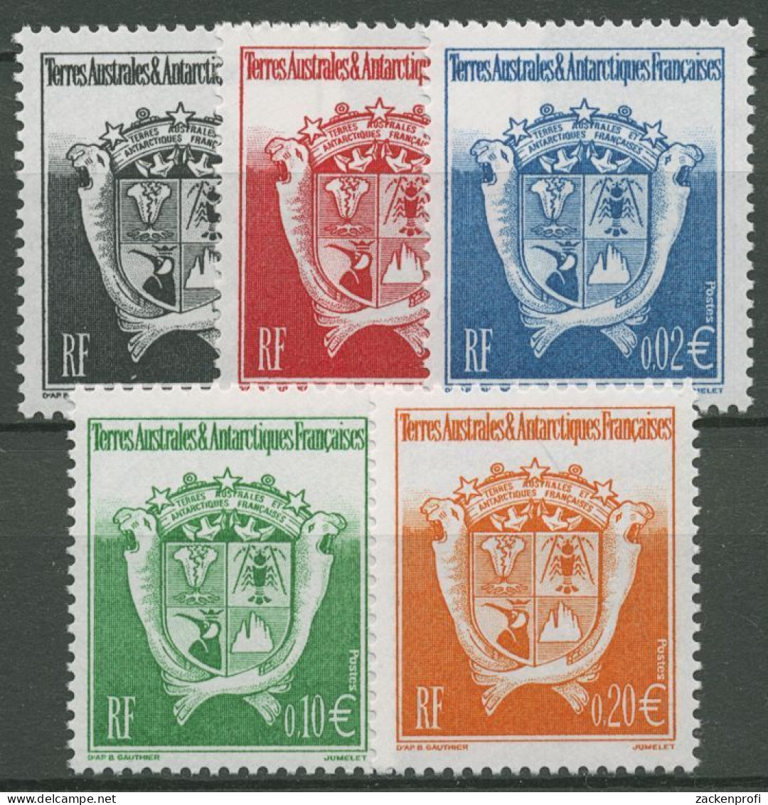 Franz. Antarktis 2002 Freimarken Wappen 474/78 Postfrisch - Neufs