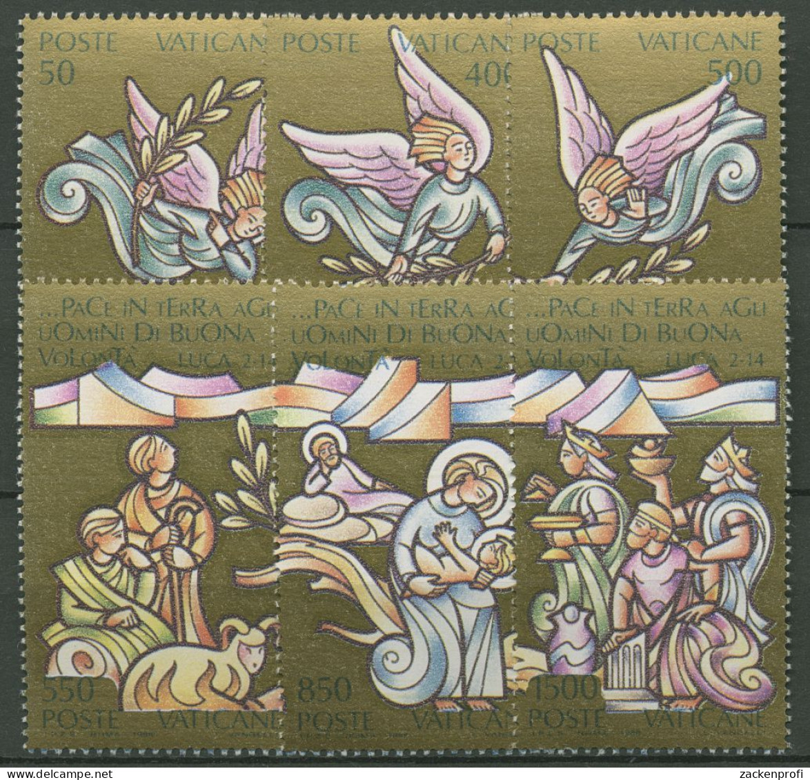 Vatikan 1988 Weihnachten Engel 963/68 Blockeinzelmarken Postfrisch - Unused Stamps