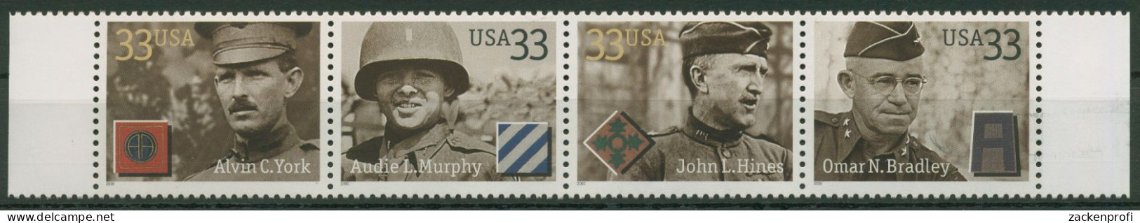 USA 2000 Hochdekorierte Soldaten Des Heeres 3303/06 ZD Postfrisch (C40623) - Unused Stamps