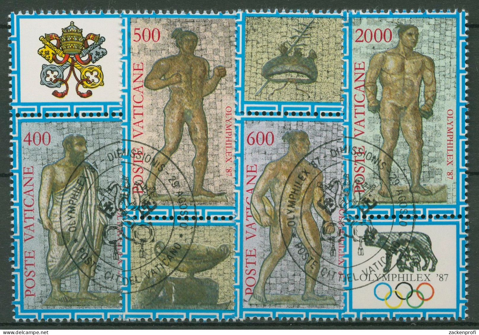 Vatikan 1987 OLYMPHILEX'87 Rom Mosaiken 920/23 Blockeinzelmarken Gestempelt - Used Stamps