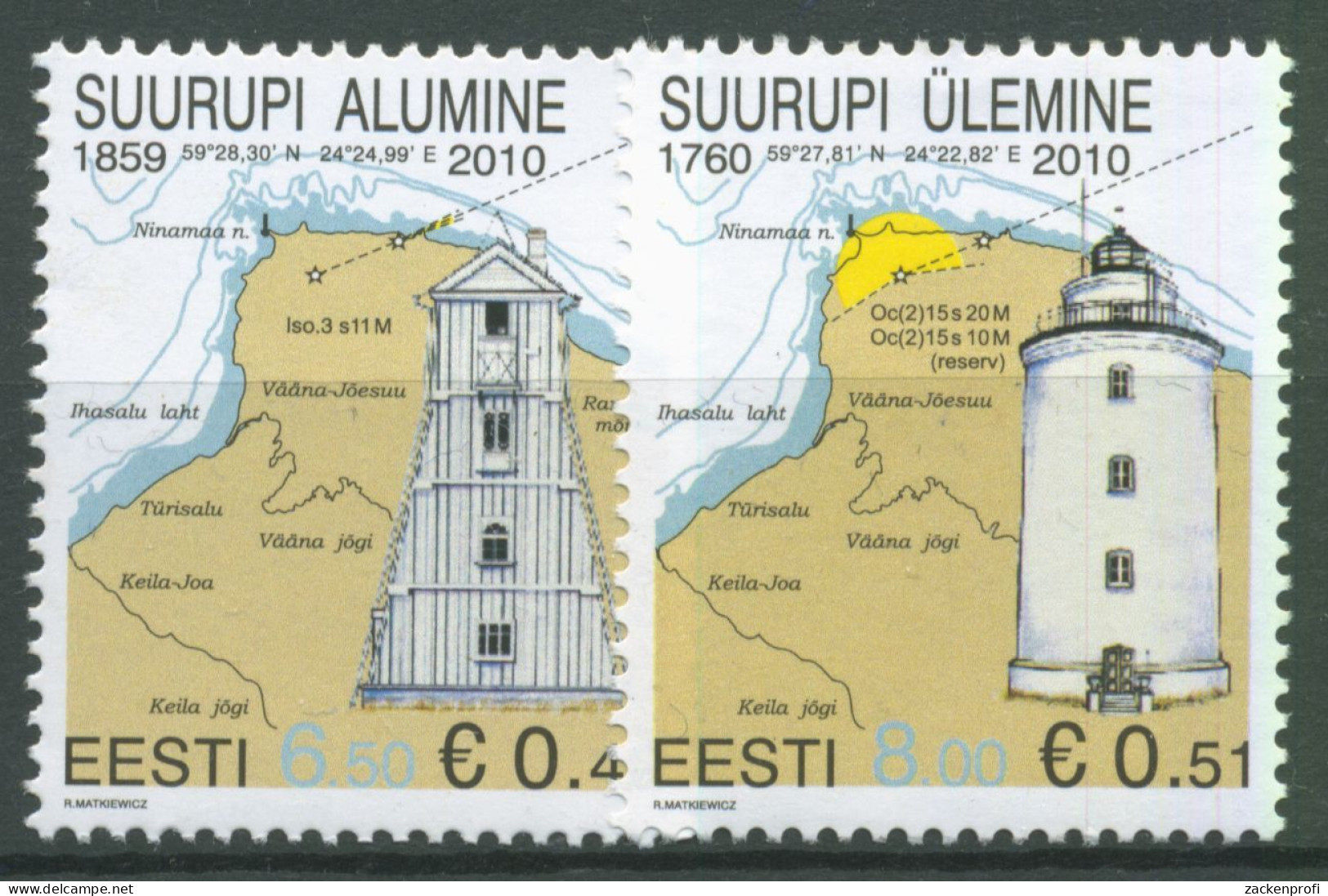 Estland 2010 Leuchttürme Suurupi 662/63 Postfrisch - Estland