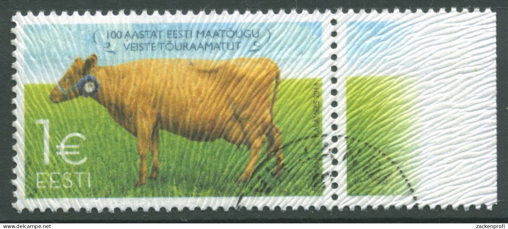 Estland 2014 Tiere Rind Rinderzuchtbuch 797 Gestempelt, Geriffelter Filzüberzug - Estonie