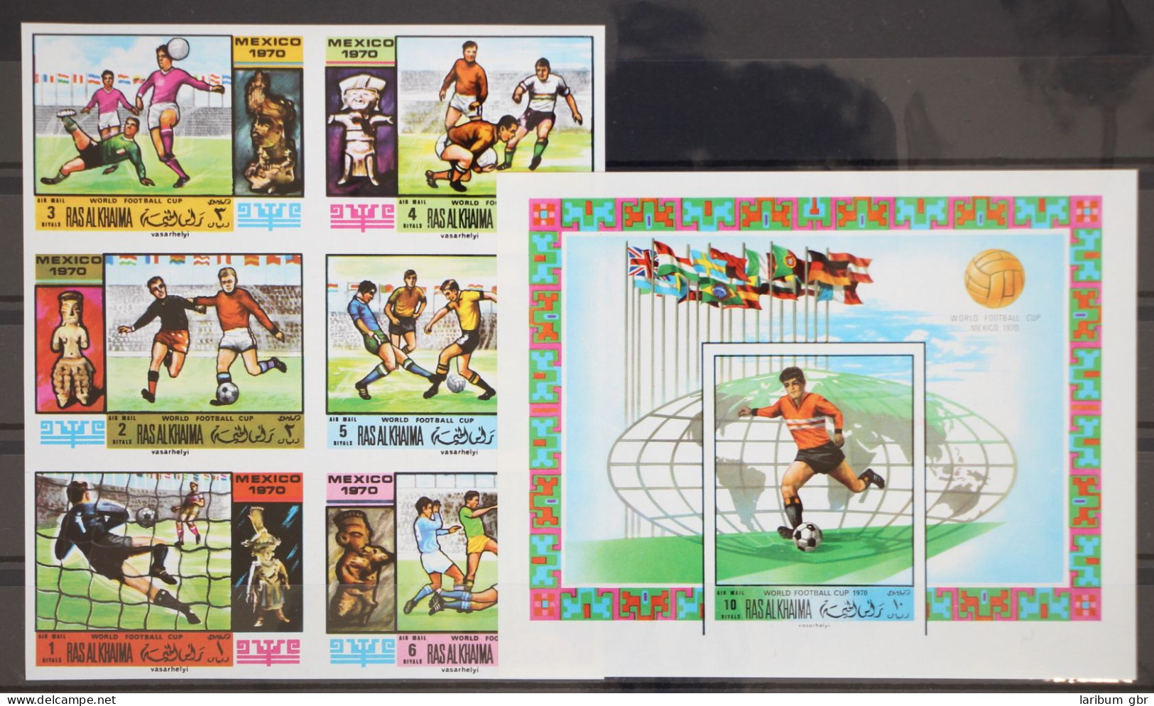 Ras Al Chaima Sechserblock 354-359 B Und Block 79 B Postfrisch Fußball #GC898 - Other & Unclassified