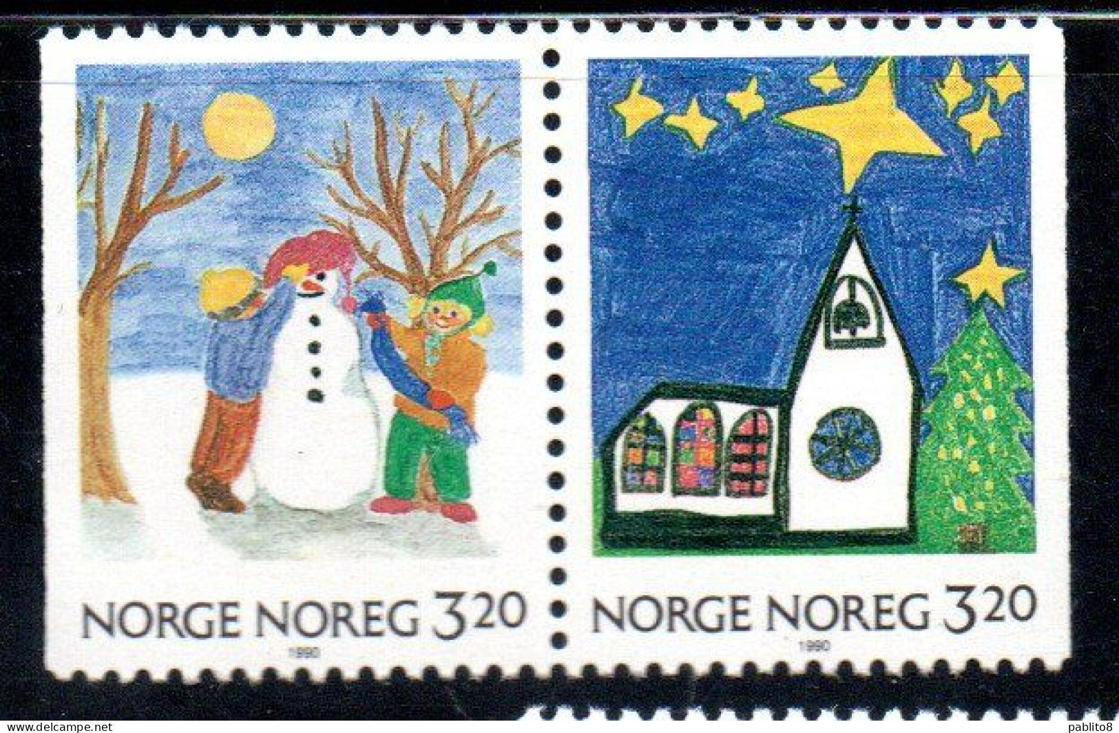 NORWAY NORGE NORVEGIA NORVEGE 1990 CHRISTMAS NATALE NOEL WEIHNACHTEN NAVIDAD COMPLETE SET SERIE COMPLETA MNH - Ungebraucht