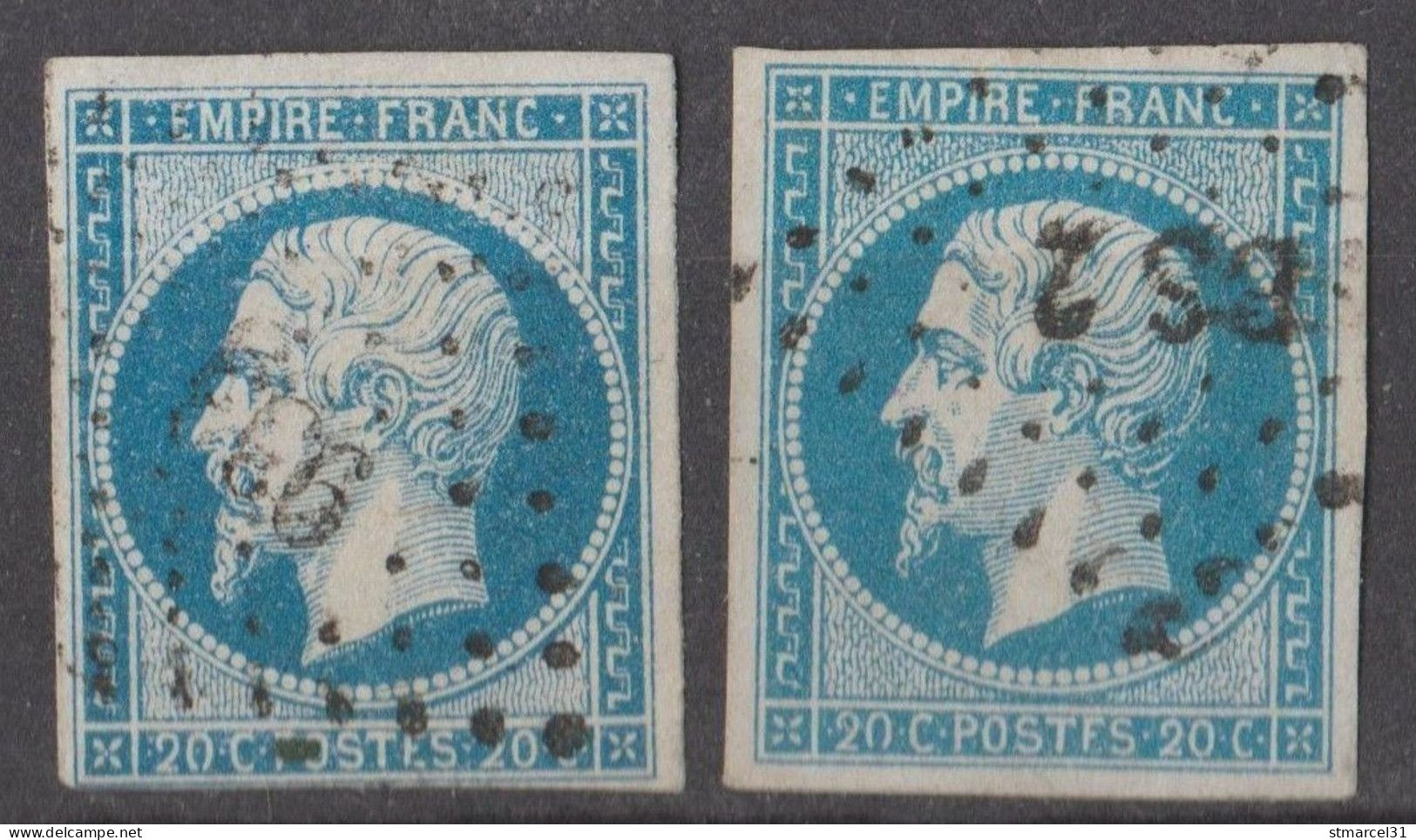 2 NUANCES Et ETATS Du  POSTFS N°14Ah TBE Luxe Signé - 1853-1860 Napoleon III