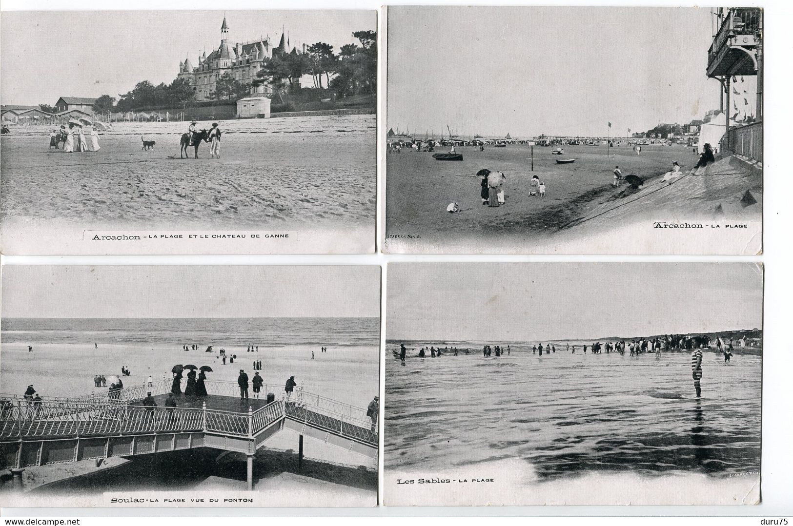 LOT 4 CPA * PLAGE Plages Atlantique Gironde Vendée ARCACHON ( âne ) Château Ganne SOULAC Vue Ponton  LES SABLES - Sonstige & Ohne Zuordnung